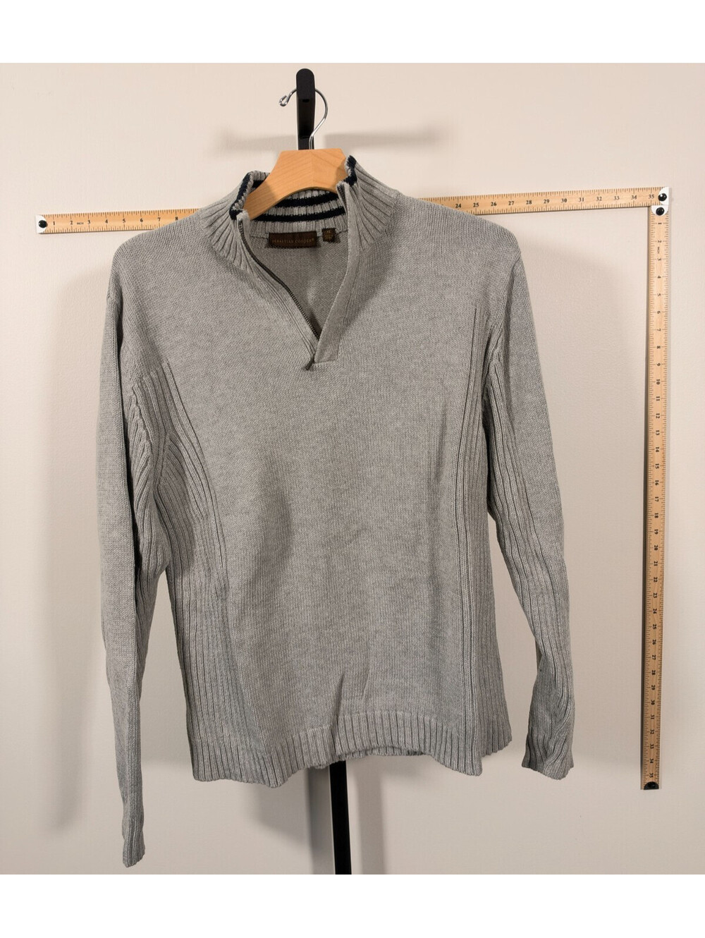 Sebastian Cooper Men's Gray Knit Quarter 1/4 Zip Sweater XL